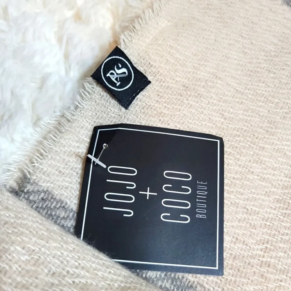 Jojo + Coco Grey & Cream Long Weekend Striped Wrap Scarf